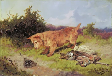 Terrier observando una trampa para conejos, 1887